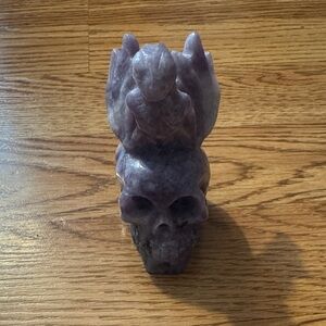 Amethyst Skull and Dragon Figurine